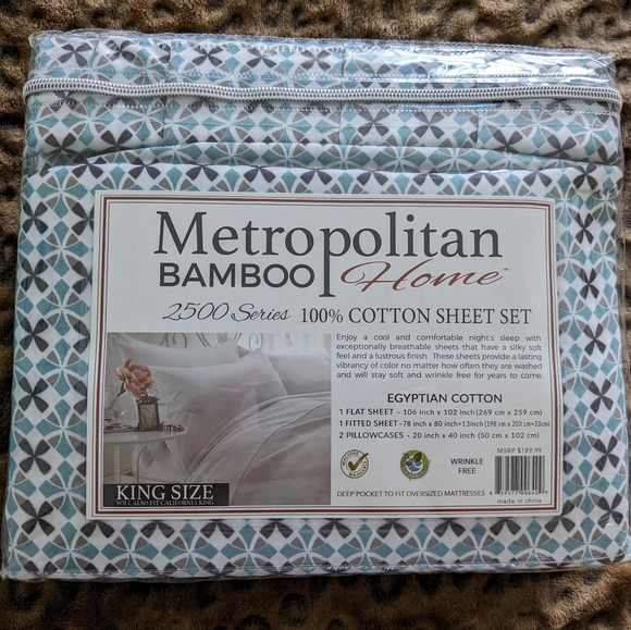 KING or CALIFORNIA KING Metropolitan Sheet Set 4 Pieces - Picture 3 of 3